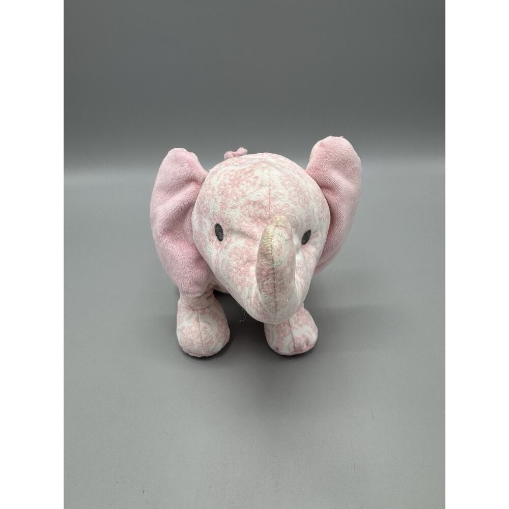Little Me Pink Floral Damask Elephant Plush Rattle 9” Stuffed Animal No‎ Tag